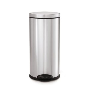 studio 30 litre round step can. brushed stainless steel