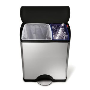 Studio 46L Rectangular Recycler. Brushed Stainless Steel Plastic Lid